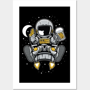 Astronaut Flying and Drinking Beer Posters and Art